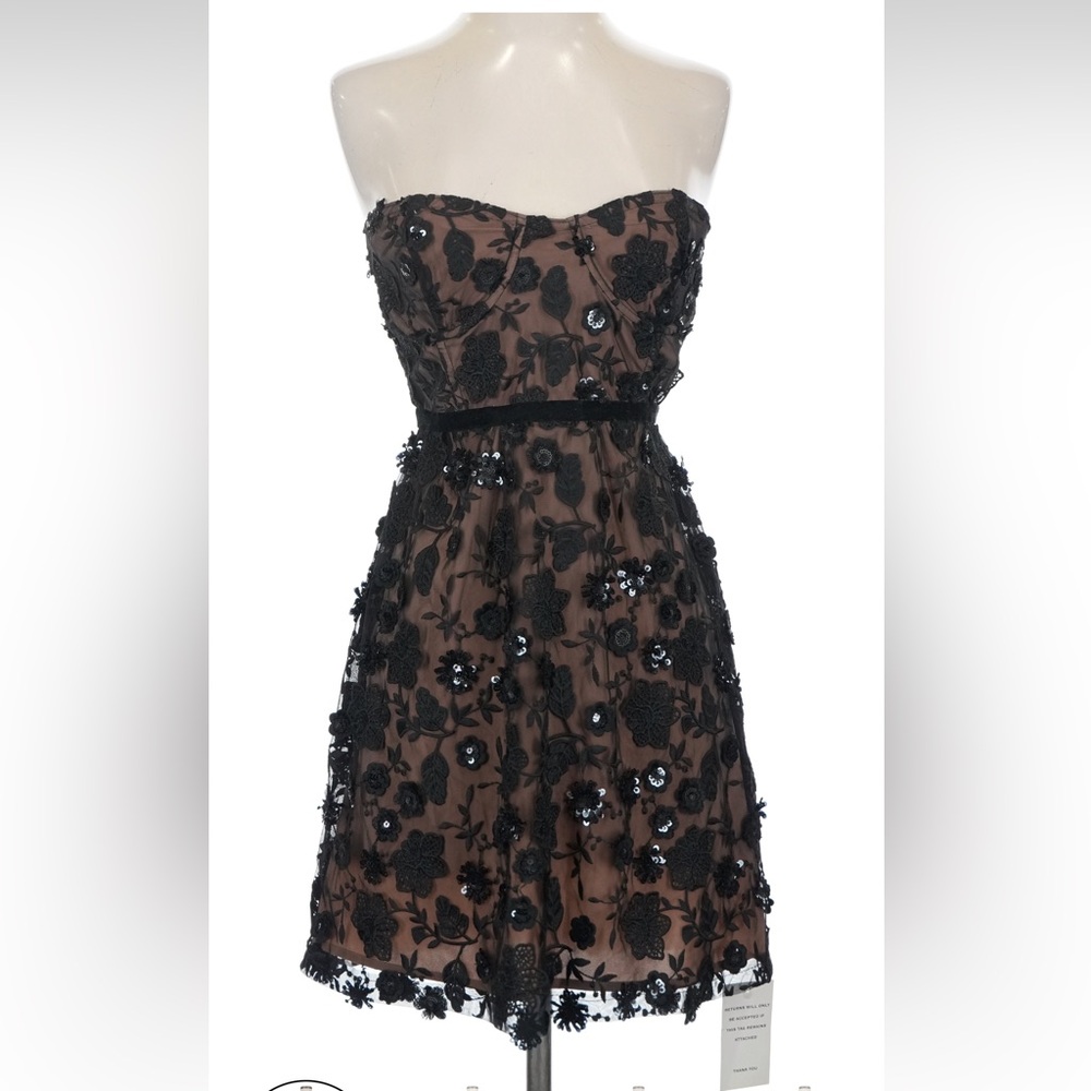 NWT For Love & Lemons Beatrice Black Sequin Embroidered Floral Dress Size S - Picture 4 of 10